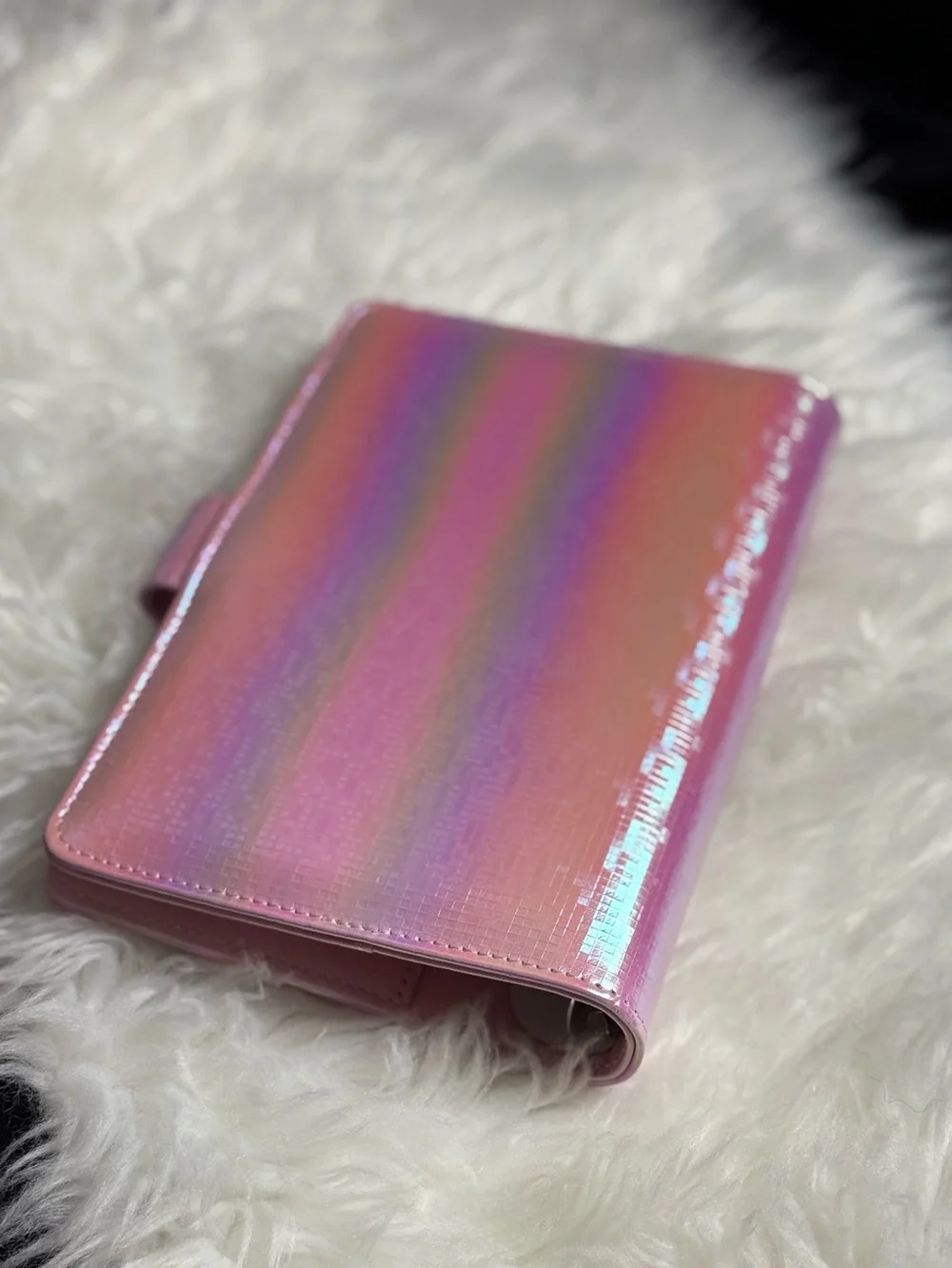 Pink shimmer faux leather binder/ budget binder A6